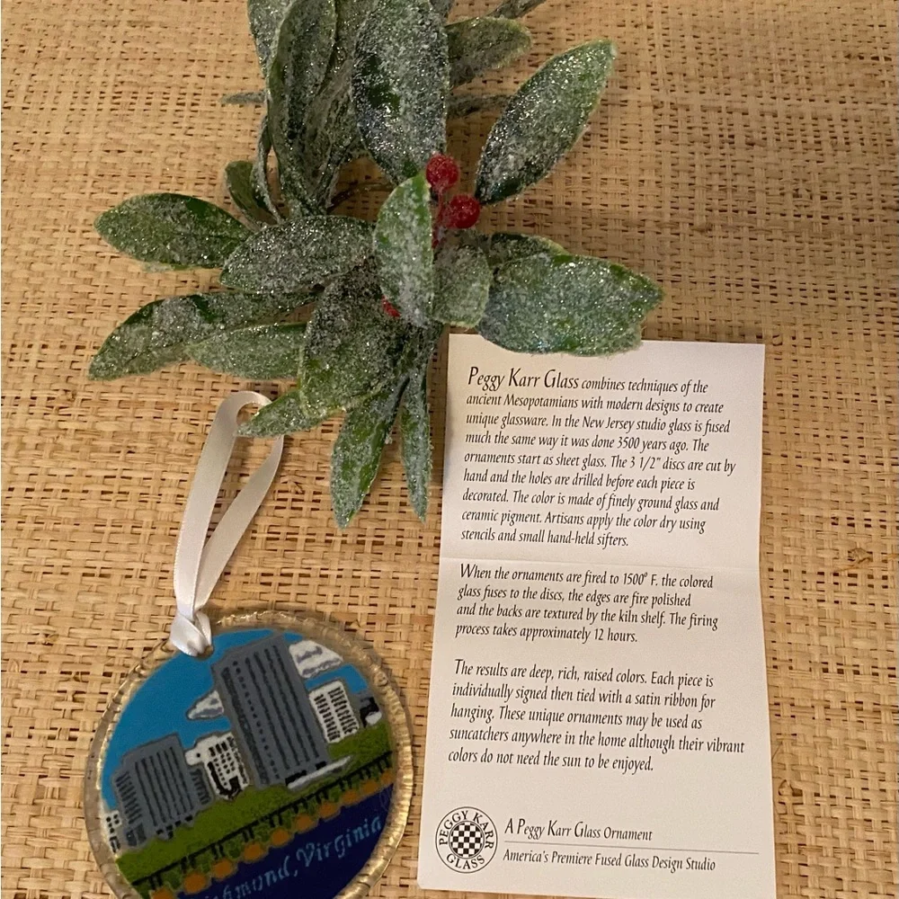 Peggy Karr Christmas Ornament Fused Glass Richmond Virginia Ornament Rare